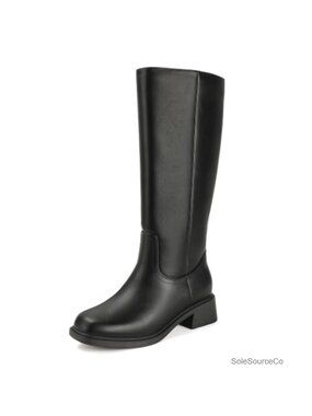 Womens Knee High Boots Square Toe Chunky Block Heel Long Boots Retro